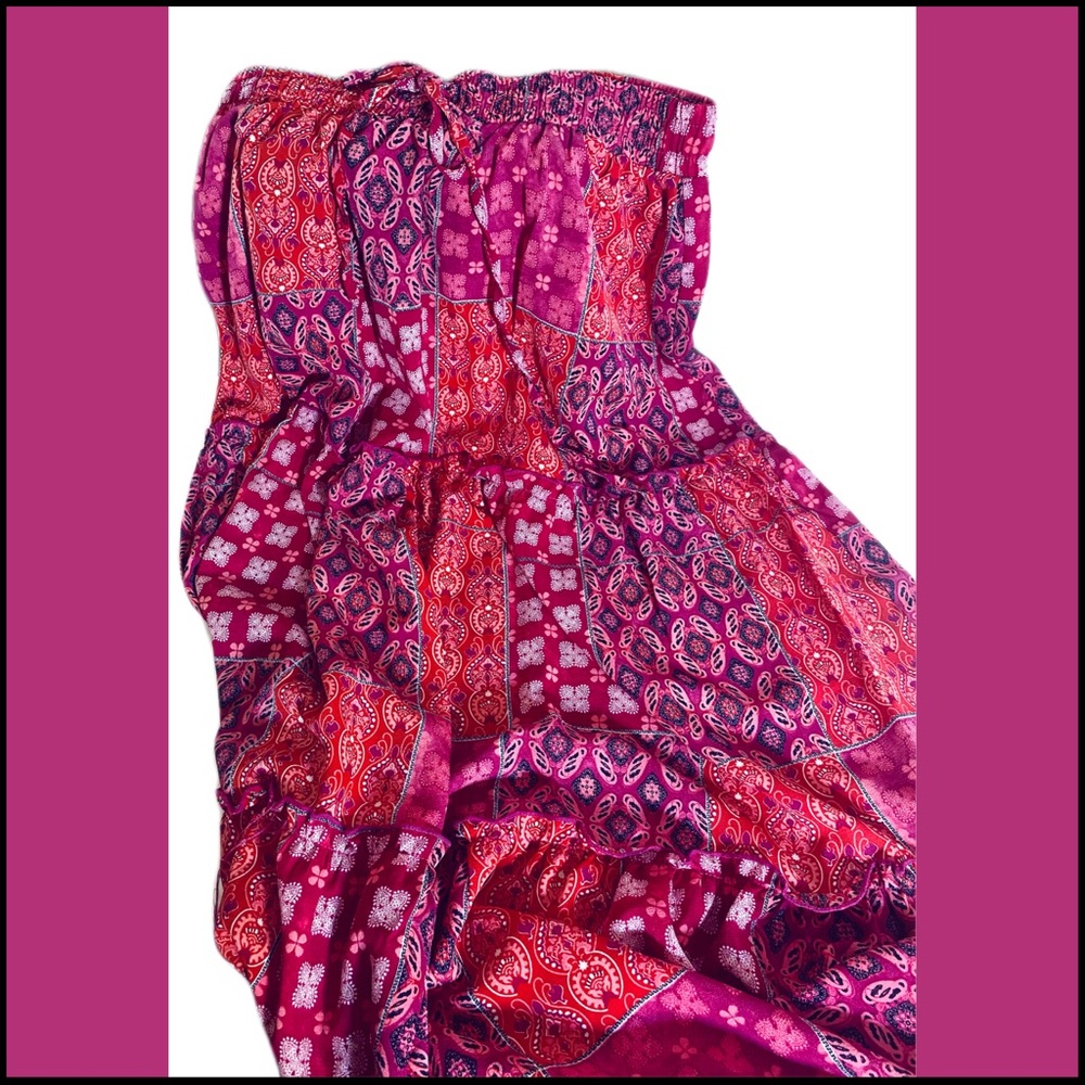 BOHO VIOLET & PINK PAISLY PRINT MAXI SKIRT WITH POCKETS SMALL - Picture 5 of 13